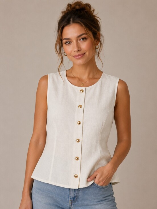 Nine West Tops - 420.Nine West Linen Blend Vest